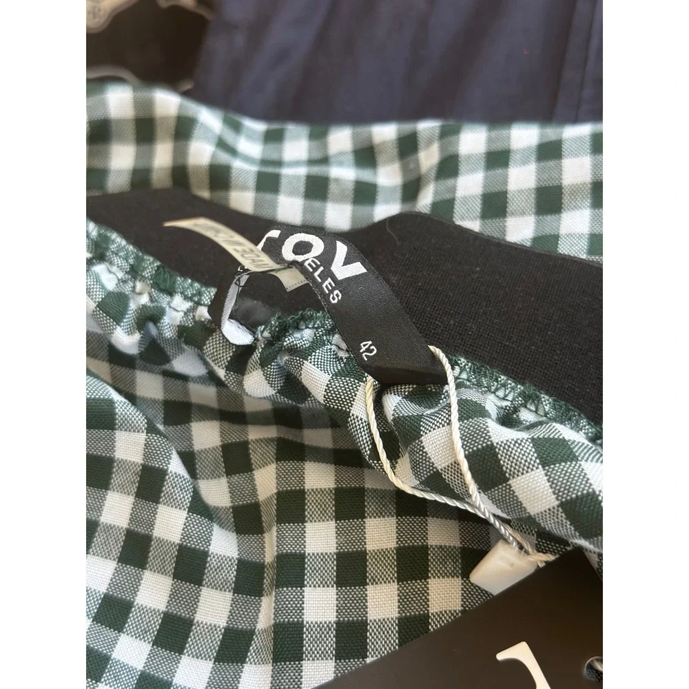 TOV Los Angeles Green Gingham Tiered Ruffle Maxi Skirt NWT Size 42 - Picture 7 of 8